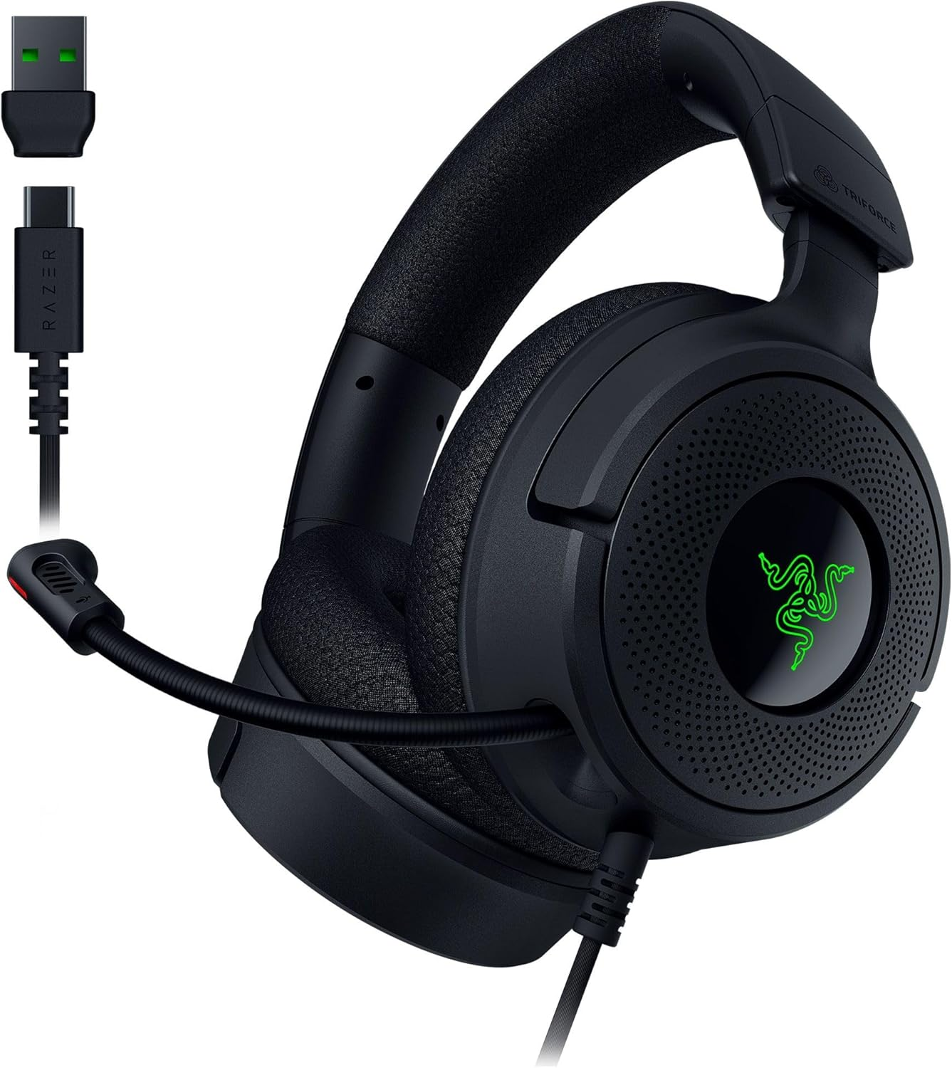 Razer Kraken V4 X Wired 40mm Drivers Cardioid Mic Memory Foam Cushions Chroma RGB Lighting Type C & Type A Cable Headset Razer Kraken V4 X Wired 40mm Drivers Cardioid Mic Memory Foam Cushions Chroma RGB Lighting Type C & Type A Cable Headset